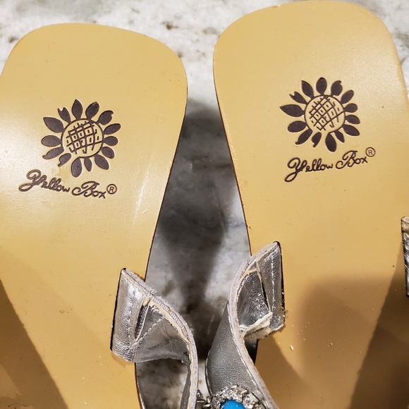 Yellow Box Silver/Faux Turquoise/Crystal Sandals - Picture 5 of 6